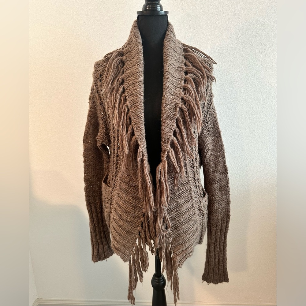 Free People Oversized Fringe Boho Open Cardigan